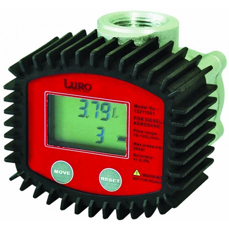 COMPTEUR ELECTRONIQUE EN LIGNE 3/4"" GASOIL - DEBIT DE 10 A 100 L/MN