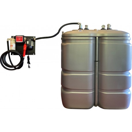 CUVE PEHD 1000 LITRES DOUBLE ENVELOPPE EQUIPEE STATION MURALE 230 V - 60 L/MN GASOIL