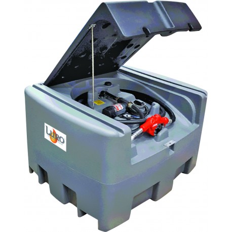 RÉSERVOIR GRV 400 LITRES PEHD AVEC COUVERCLE - KIT 12 V GASOIL - FLEX 4 M - PISTOLET AUTOMATIQUE